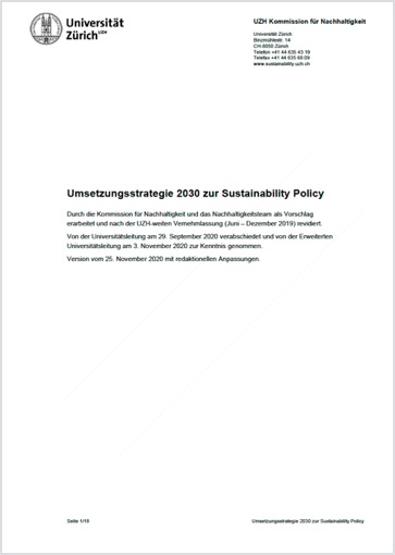 Umsetzungsstrategie 2030 zur Sustainability Policy